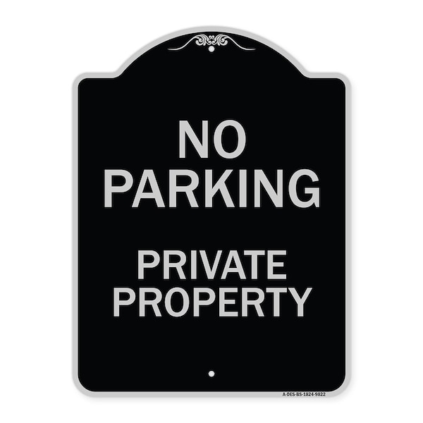 Designer Series-No Parking Private Property Black & Silver, 24" x 18", BS-1824-9822